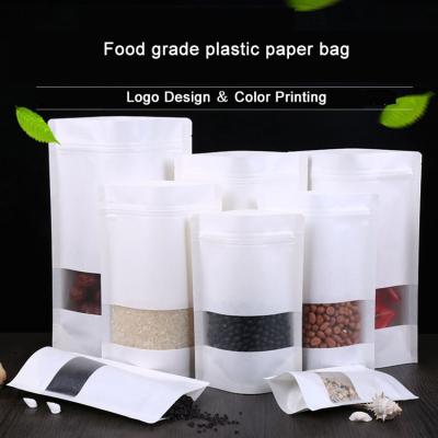 China Recycled Materials Seeds Paper Brown Kraft Paper Bags With Window Design Custom Free Zipper Paper Bags for sale