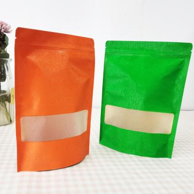 China Recycled Materials Hot Sale Paper Pouch For Coffee Beans Packaging Custom Paper Zipper Bag With Window for sale