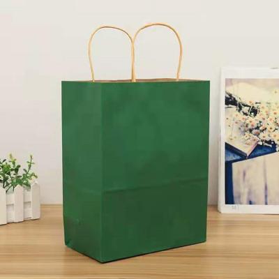 China Recyclable Custom Logo Print Wholesale Grocery Brown Kraft Paper Gift Bag With Handle for sale