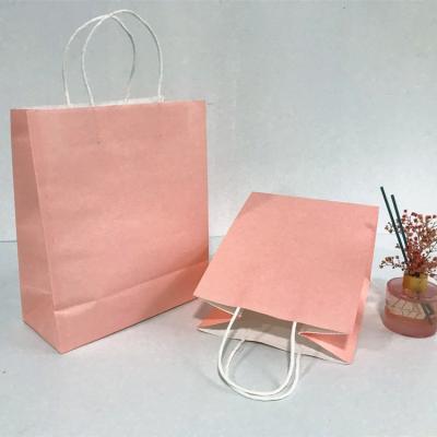 China Recyclable Custom Shopping Paper Bag With Logo Pink Paper Bag for sale