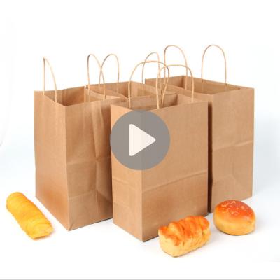 China Manufacturer Recyclable Price Recycled Takeaway Shopping To Customize Bread Bags Paper Packaging Paper Bag With Ribbon Handle for sale