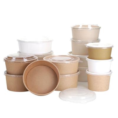 China Recyclable Disposable Bowl Packaging Biodegradable Paper Bowl Coated With Pla Lid Eco Friendly for sale