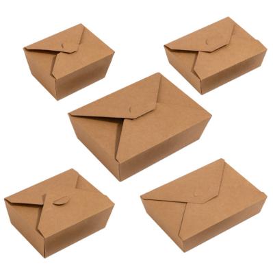 China Recyclable Disposable Paper Take Out Food Containers , Natural Microwaveble Kraft Folding To Go Boxes Salad Box for sale