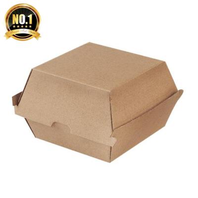 China Recyclable Wholesale Eco Friendly Compostable Kraft Paper Custom Printed Burger Paper Hamburger Box for sale