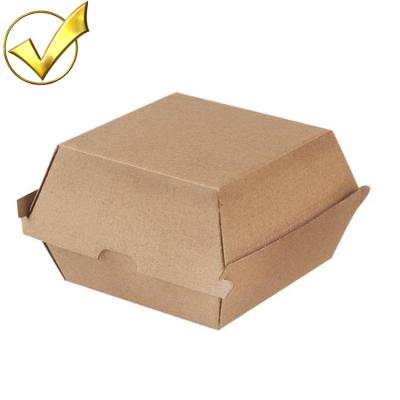 China Large Recyclable Stock Custom Printed Printed Food Grade Kraft Paper Hamburger Box for sale