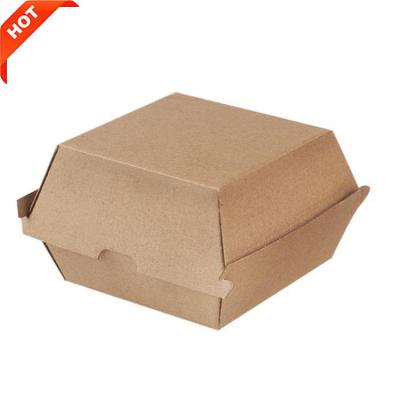 China Recyclable To Go Fast Food Always Wholesale Price Different Sizes Printing Kraft Hamburger Packaging Box for sale