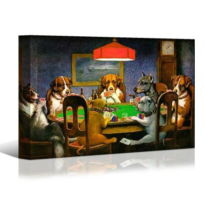 China Customize Art Dogs Playing Poker Cards Canvas Prints Wall Art , Funny Famous Artwork Painting Giclee Reprodu No Frame Home Decoration for sale