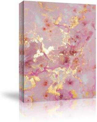 China Customize Art Canvas Prints Wall Art Framed Picture Painting for Home Decoration - Pink and Gold Marble Pattern Home Decor for sale