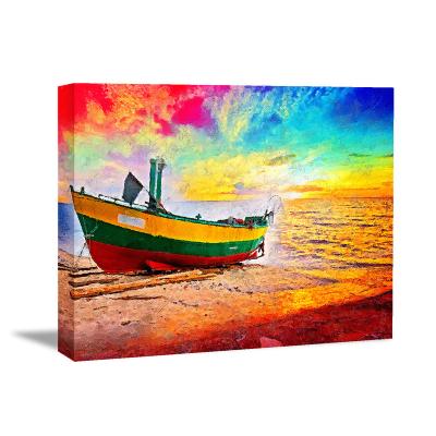 China Beautiful Abstract Rustic Style Seascape Oil Painting Home Decoration Wall Art Print High Quality Custom Canvas For Living Room Home Decor for sale