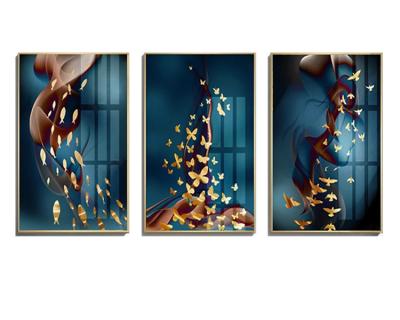 China 3 Panel Environment Friendly Modern Home Decor Picture Painting Large Luxury Wall Art Canvas Abstract Oil Paintings For Living Room for sale