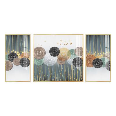 China Customized New Chinese Gold Environmentally Friendly Rich Tree Modern 3 Panel Wall Art Painting Diamond Painting Adhesive Decor For Living Room for sale