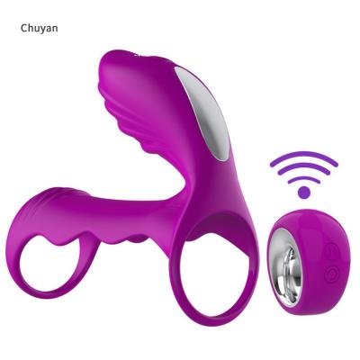 China Silicone+Simultaneous delay remote control male ejaculation vibrator massager ring ABS cock clitoris stimulation for couples for sale