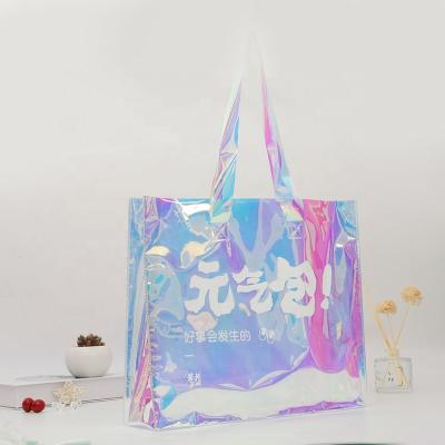 China Hot Selling Tote Bag Handbags Beach Bag Laser Clear Female Holographic PVC Handled Transparent Bag for sale