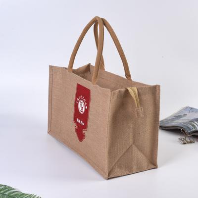 China Reusable Eco-Friendly Custom Organic Jute Carrier Shopping Bag Cotton Tote Jute Bags for sale