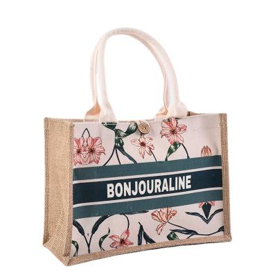 China Reusable Custom Eco-Friendly Waterproof Tote Bag Burlap Tote Bag Burlap Gift Shopping Bag With Logo Print for sale