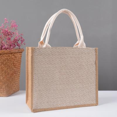 China Reusable Wholesale Promotion Tote Bag Jute Custom Large Hessian Beach Canvas Bag for sale