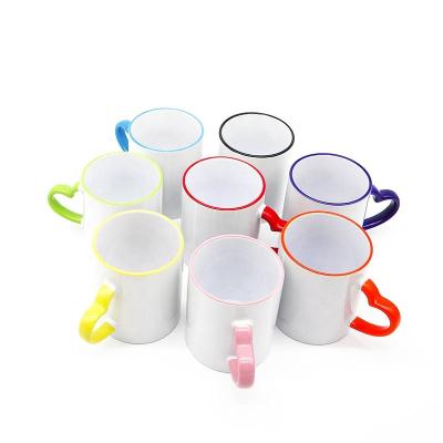 China Sustainable 11oz Customized Sublimation Two Tone Mug Inner And Handle Color Mug DIY for sale