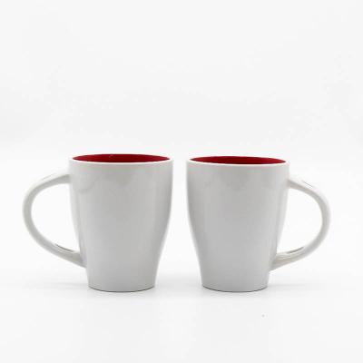 China Sustainable Wholesale Ceramic Coffee 11oz White Handle Valentines Day Ceramic Mugs for sale