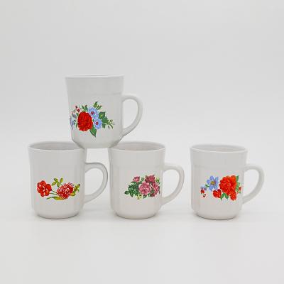 China New Customized Viable Wholesale High Quality Floral Color And Logo Design 9oz Ceramic Coffee Mug for sale