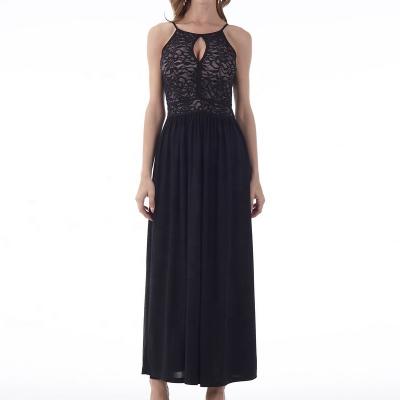 China 2020 Lady Elegant Sexy Long Evening Party Lace Halter Neck Top Dress Dress Dry Cleaning For Lady And Women for sale