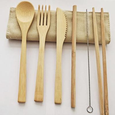 China Custom Portable Travel Reusable Flatware Utensil Cutlery Knife Fork Organic Bamboo Spoon Viable In Pocket for sale