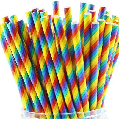 China Eco-friendly Biodegradable Disposable Colorful Paper Straws For Birthday Wedding Anniversary Christmas for sale