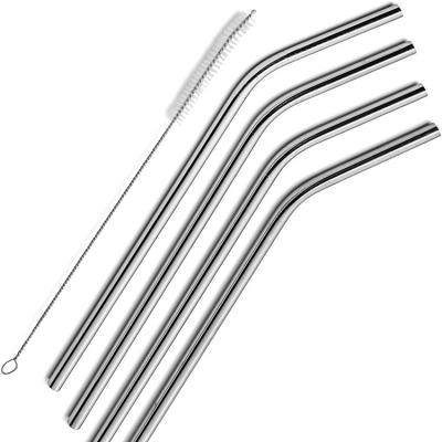 China ECO-FRIENDLY Silver Color Reusable Stainless Steel Metal Straws For Drinking Cold Beverage Cocktail for sale