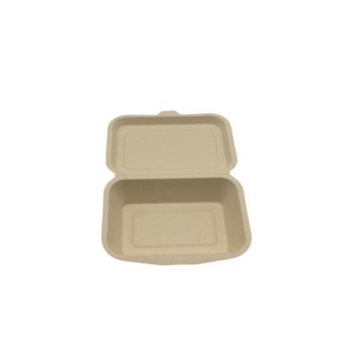 China Eco-friendly Bagasse Pulp Disposable Compostable Sugarcane Bento Lunch Take Out Clamshell Box for sale