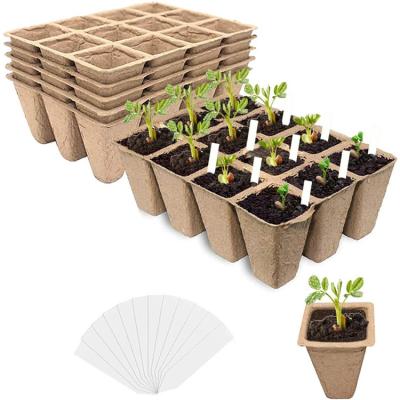 China Planting Seedling Wrapping Paper Pulp Flower Pot Transplanter Peat Cups Biodegradable Vegetable Seedling Trays for sale