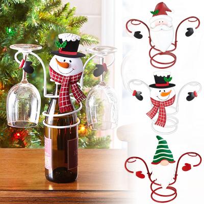 China Dropshipping Christmas Wine Glass Rack Merry Christmas Decor Stand Holiday Wine Bottle Goblet Display Rack Viable New Year for sale