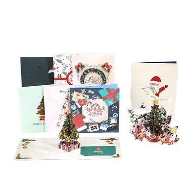 China High Recyclable Exquisite Design Use 3D Christmas Cards Happy Christmas Pop Up Cards Handmade Thank You Greeting Cards With Envelopes Xmas Valentine Day Holiday for sale