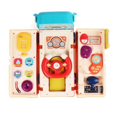 China New Design Baby Toys With DIY OEM ODM Factory ABS 2 To 1 Deformation DIY City Baby Kids Musical School Bus Toy To Learn Training for sale