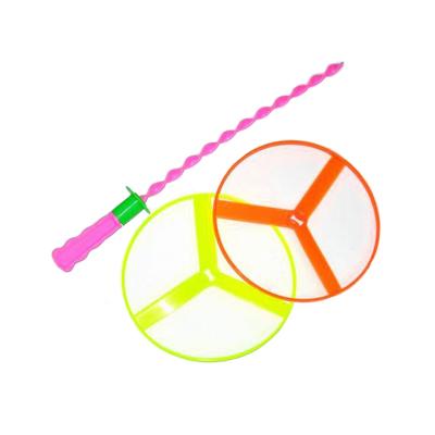 China Inflatable Toy Plastic Fly Dragonfly Twisty Saucers Spinning Shooter Flight Disc Toys for Kids for sale