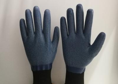 China Anti Slip Granule Black Latex Gloves , Latex Dipped Work Gloves Comfortable Hand Feeling for sale