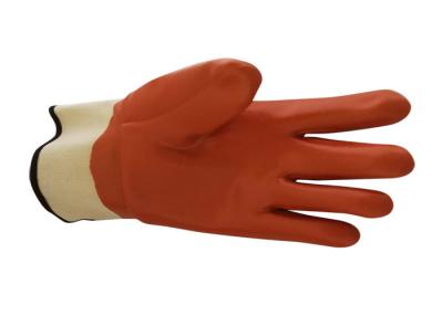 China Winter Orange PVC Gloves 100% Cotton / Jersey Lining For Extra Comfort for sale