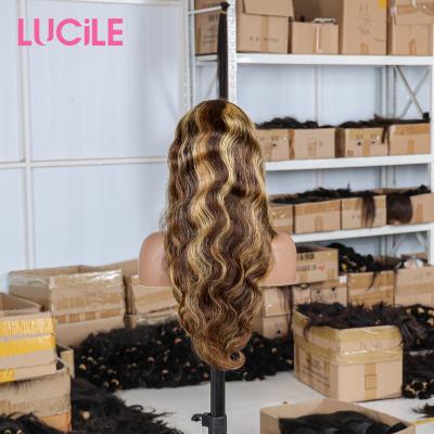 China Body Wave P4/27# Remy Human Hair 13x4 Lace Front Wig Straight Water Deep Curly Highlight Lace Frontal Wigs 30 Inches for sale