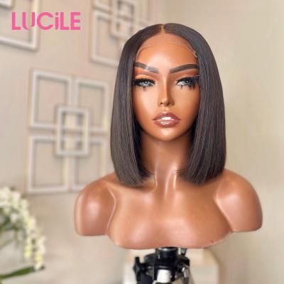 China Water Wave 13x4 Lace Front Bob Wigs Brazilian Short Bob Wig Pre-Plucked Color Natural Hair Lace Frontal Wigs for sale