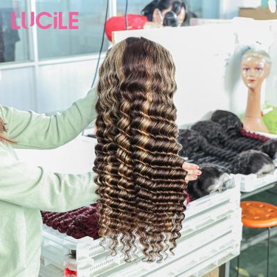 China Cheap Price Transparent Body Wave P4/27 Lace Front Wig, Ombre Brown 13*4 Lace Front 4/27 Wigs, Honey Blond Highlight 4/27 Hair Wig for sale