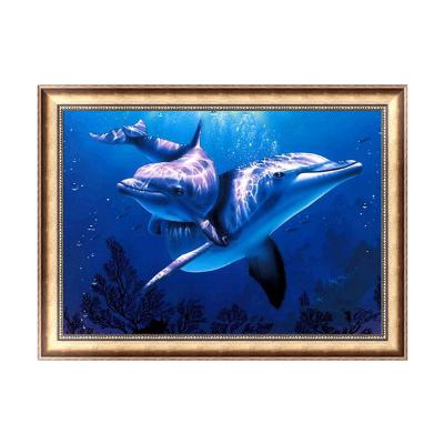 China Hot Sale 5D Diamond Painting Dolphin Picture Modern Custom Short Fiber Canvas Full Drill Canvas Painting GJDP030 for sale