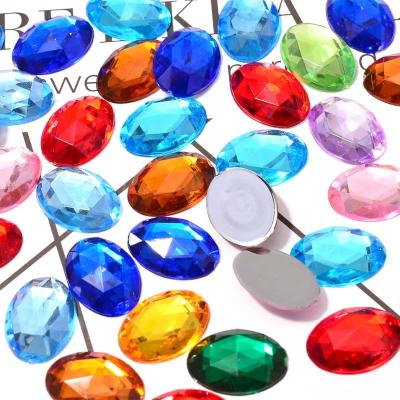 China 500pcs/bag Flatback Faceted Acrylic Rhinestone Oval Shape Flatback Embellishment for sale