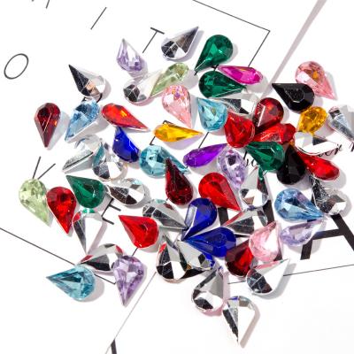 China Pointback Waterdrop Shape Flat Back Acrylic Rhinestone AB For Clothing for sale