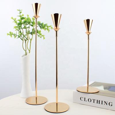 China Home Decoration Hot Amazon On The Candlestick Antique Wedding Metal Pillar Tapered Candlestick For Home Decoration Gold Candlestick Sconce for sale