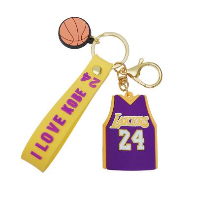 China Mini Jersey Cartoon Backpack Pendant Popular Boy's 3D Basketball Star Rubber Key Ring Chain Silicone Keychain for sale