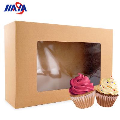 China Recyclable Custom Cupcake Film Outer Window Stickers Logo Packaging Double-inserted Paper Box Cake Snack Cookie Bakery Food Packaging for sale