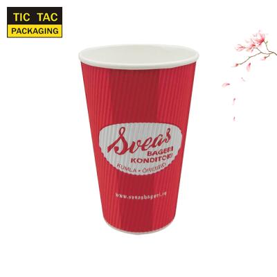 China 12 Ounce Packaging Ripple Disposable Wallpaper Cup Soda Drinking Cups for sale