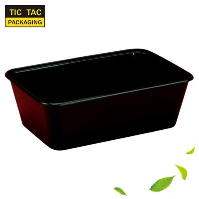 China 750ml Black PP Plastic Microwavable Microwavable Take Away Disposable Plastic Lunch Box With Lid for sale