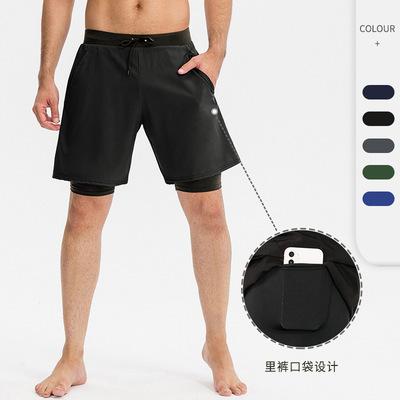 China Sustainable Men 2 In 1 Workout Shorts Gym Training Sport Lightweight Shorts With Phone Pockets for sale