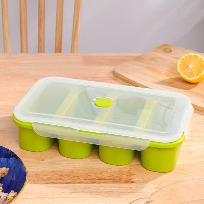 China Amazon Sustainable 2 Pack Colorful BPA Free Silicone Ice Cube Mold With Locking Lid for sale