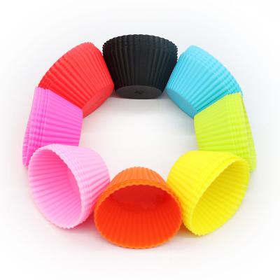 China Viable Wholesale Household Silicone Round Cup Cake Molds Colorful Cup Cake Mold for sale