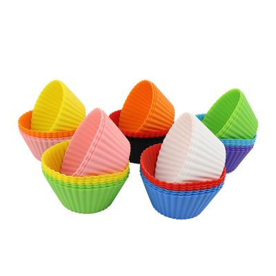 China Reusable Clean Easy Free Viable Reusable Kitchen Cupcake BPA Bun Baking Cups Non Stick Silicone Cup Cake Mold for sale